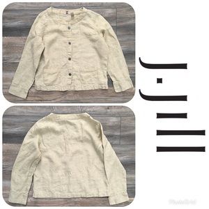 🌸J. JILL 100% Linen Button Down Blazer Top Size L